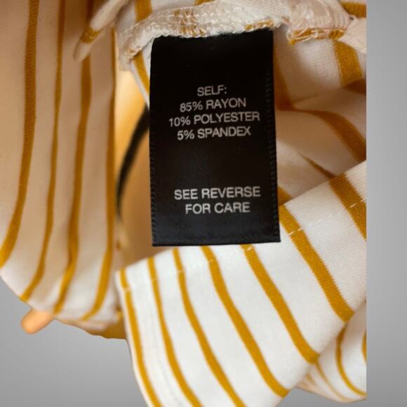 Women’s V-Neck Sweatshirt Yellow/White Stripes Size S - Picture 8 of 12